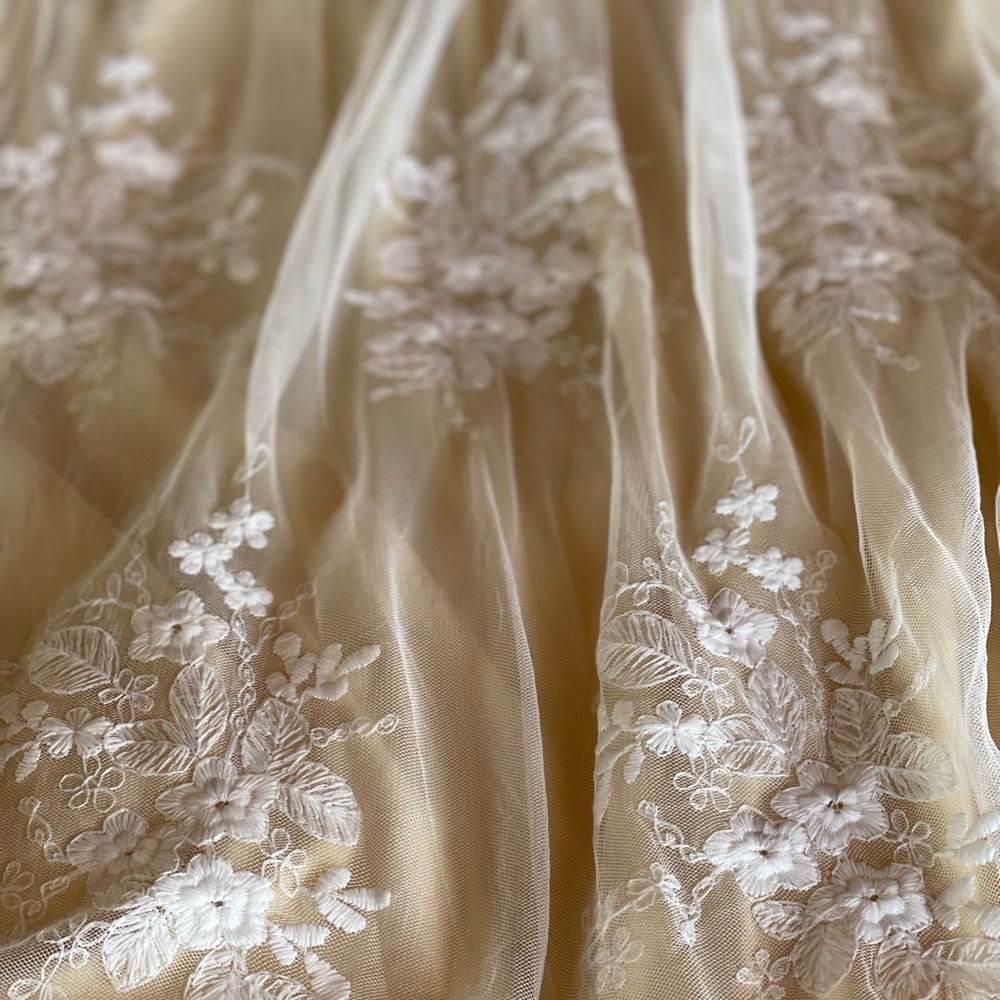 Romantic Eyelash Lace Bone White Maxi Gown Dress - Picture 5 of 10
